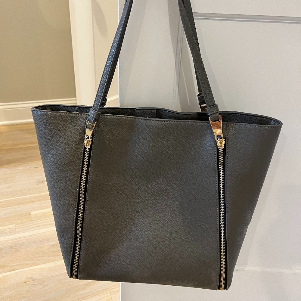 Grey Faux Leather Tote
